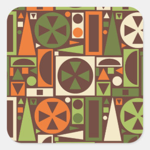 幾何学的レトロ50年代半モダン世紀抽象芸術 スクエアシール