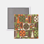 幾何学的レトロ50年代半モダン世紀抽象芸術 マグネット (正面/裏面)