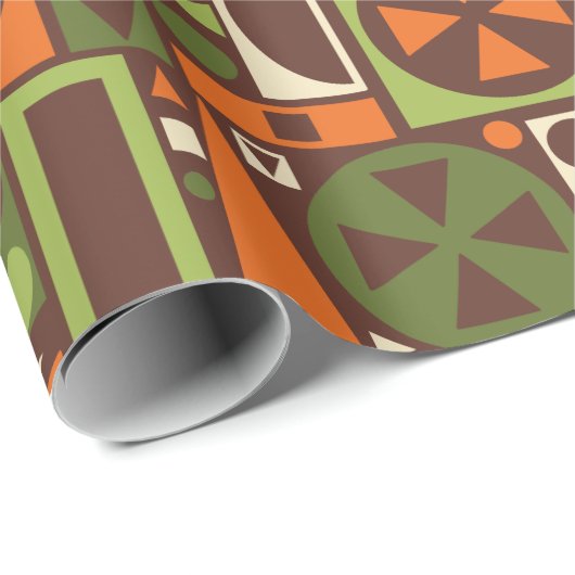 幾何学的レトロ50年代半モダン世紀抽象芸術 ラッピングペーパー (ロールコーナー)