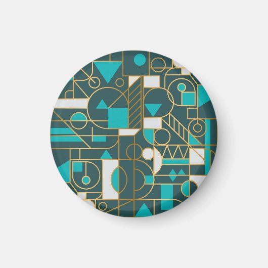 幾何学的レトロ：ミニマルなアートワークのポスター。 マグネット (正面)