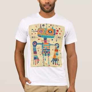 幾何学的ロボット – 未来的な部族スタイルTシャツ Tシャツ