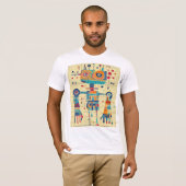 幾何学的ロボット – 未来的な部族スタイルTシャツ Tシャツ (正面フル)