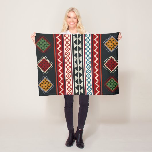 幾何学的ヴィンテージクラシックかわいいトレンディーカラフル フリースブランケット (インサイチュ)