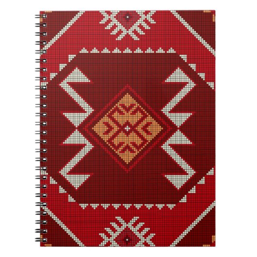 幾何学的ヴィンテージクラシックカラフル-トレンディーファッション ノートブック (正面)