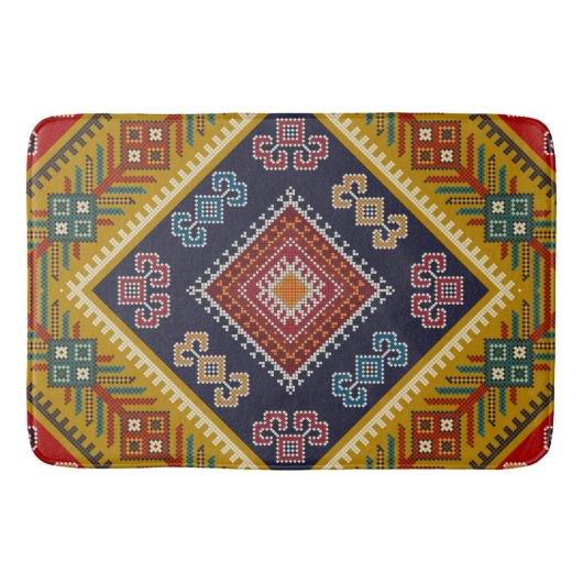 幾何学的ヴィンテージクラシックファッション-トレンディーカラフル バスマット (正面)