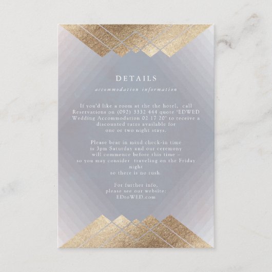 幾何学的ヴィンテージグレーゴールド結婚フォイルの詳細 エンクロージャーカード (正面)