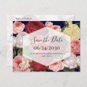 幾何学的ヴィンテージフローラ結婚日の保存 ポストカード (正面/裏面)