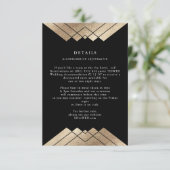幾何学的ヴィンテージブラックゴールド結婚フォイルの詳細 エンクロージャーカード (スタンド正面)