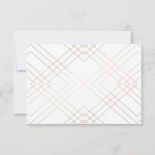 幾何学的ヴィンテージホワイト金ゴールドギャツビーウェディングRSVP 出欠カード (裏面)