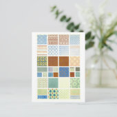 幾何学的ヴィンテージ中国のファブリックデザイン葉書 ポストカード (スタンド正面)