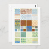 幾何学的ヴィンテージ中国のファブリックデザイン葉書 ポストカード (正面/裏面)