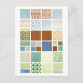 幾何学的ヴィンテージ中国のファブリックデザイン葉書 ポストカード (正面)