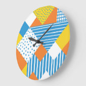 幾何学的ヴィンテージ抽象芸術背景デザイン ラージ壁時計 (傾斜)