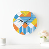 幾何学的ヴィンテージ抽象芸術背景デザイン ラージ壁時計 (ホーム)