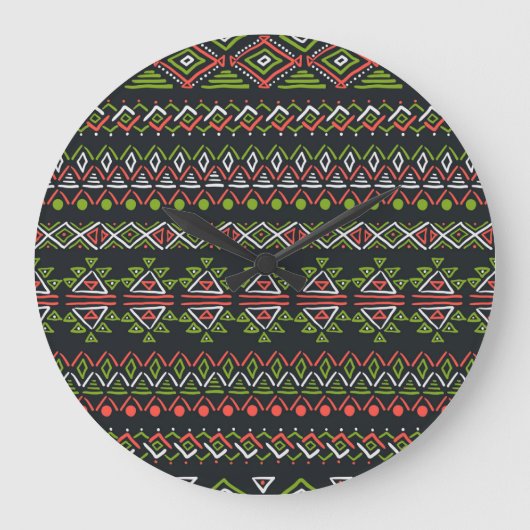 幾何学的ヴィンテージ：シームレスなパターンセット。 ラージ壁時計 (正面)