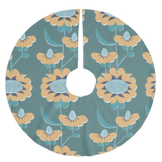 幾何学的ヴィンテージ:テキスタイル航海のモチーフ ブラッシュドポリエステルツリースカート (正面)