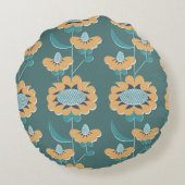 幾何学的ヴィンテージ:テキスタイル航海のモチーフ ラウンドクッション (裏面)