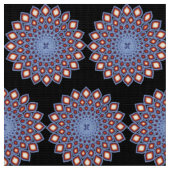 幾何学的万華鏡のように千変万化するパターンマンダラパターン黒い赤 ファブリック (クローズアップ)