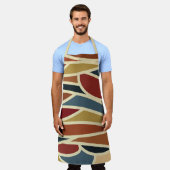 幾何学的不透明ステンドグラススタイルデザイン エプロン (着用した状態)