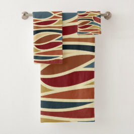 幾何学的不透明ステンドグラススタイルデザイン バスタオルセット