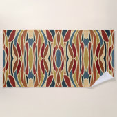 幾何学的不透明ステンドグラススタイルデザイン ビーチタオル (正面)