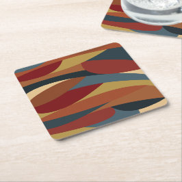 幾何学的不透明ステンドグラススタイル抽象芸術 スクエアペーパーコースター