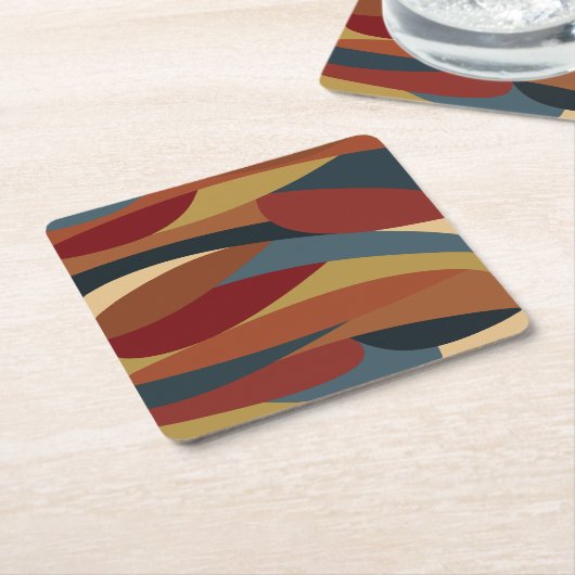 幾何学的不透明ステンドグラススタイル抽象芸術 スクエアペーパーコースター (アングル)
