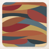 幾何学的不透明ステンドグラススタイル抽象芸術 スクエアペーパーコースター (正面)