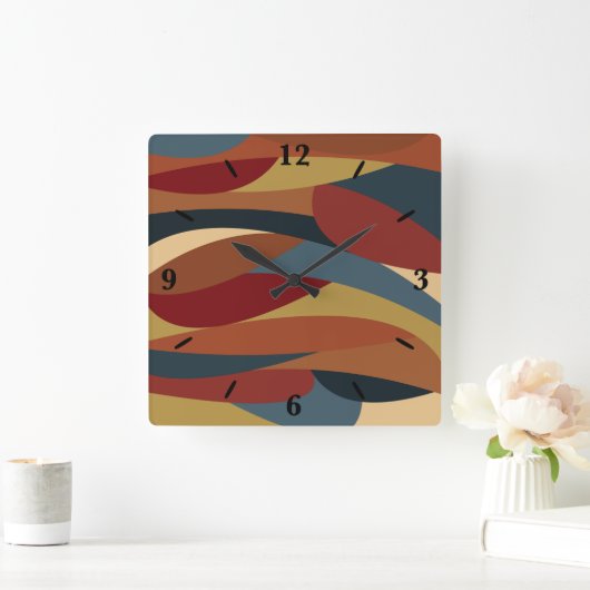 幾何学的不透明ステンドグラススタイル抽象芸術 スクエア壁時計 (ホーム)