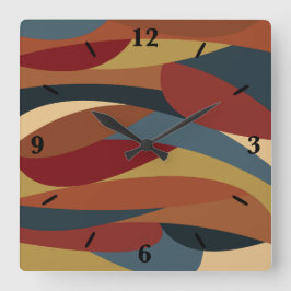 幾何学的不透明ステンドグラススタイル抽象芸術 スクエア壁時計