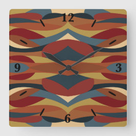 幾何学的不透明ステンドグラススタイル抽象芸術 スクエア壁時計