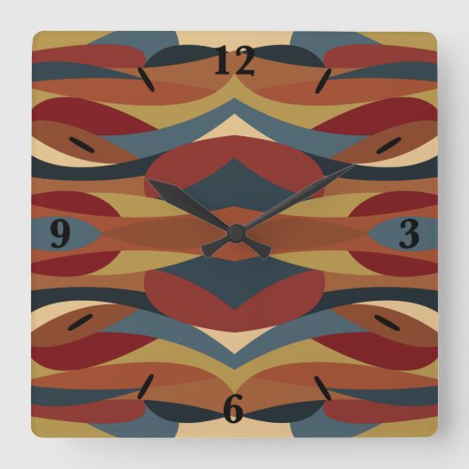 幾何学的不透明ステンドグラススタイル抽象芸術 スクエア壁時計 (正面)