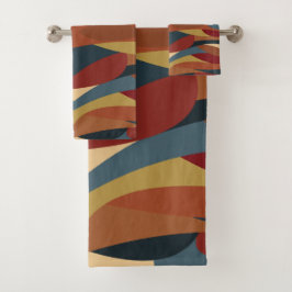 幾何学的不透明ステンドグラススタイル抽象芸術 バスタオルセット