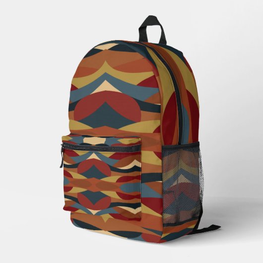 幾何学的不透明ステンドグラススタイル抽象芸術 プリントバックパック (裏面右端)
