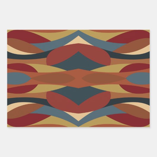 幾何学的不透明ステンドグラススタイル抽象芸術 ラッピングペーパーシート (正面)