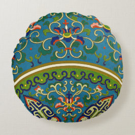 幾何学的中国の伝統的デザインクッション ラウンドクッション