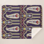 幾何学的伝統的ペイズリーパター縁どン シェルパブランケット (正面(横))