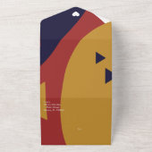 幾何学的図形 ネイビー マスタード 結婚式 オールインワン招待状 (外側)