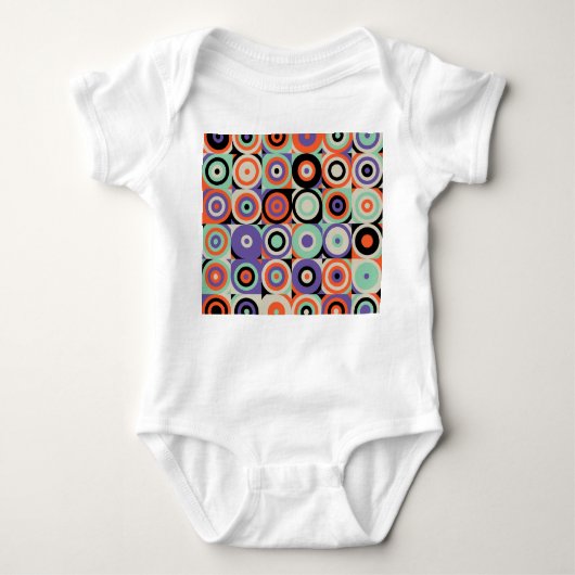 幾何学的型枠、抽象芸術ヴィンテージデザイン。 ベビーボディスーツ (正面)