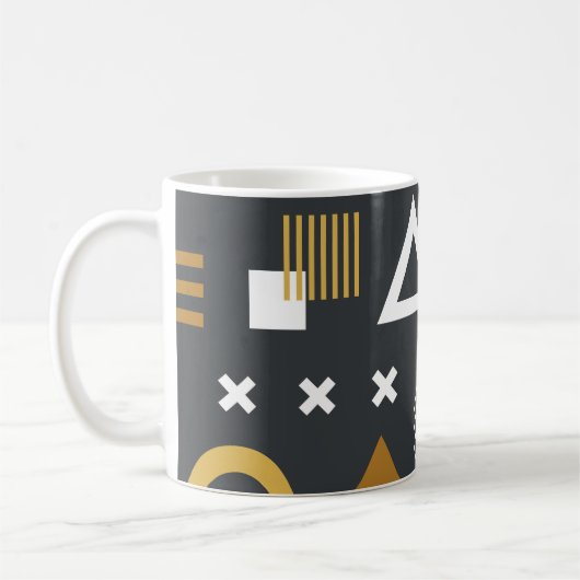 幾何学的姿ヴィンテージパターンデザイン コーヒーマグカップ (左)