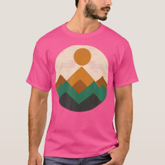 幾何学的山脈デザイン自然及びハイキングL Tシャツ