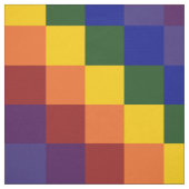 幾何学的市松模様にレインボー模様織物 ファブリック (見本)