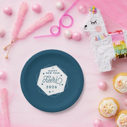 幾何学的応援 |大晦日パーティー ペーパープレート (パーティー)