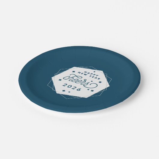 幾何学的応援 |大晦日パーティー ペーパープレート (アングル)