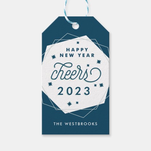 幾何学的応援 |新年おめでとう ギフトタグ (正面)