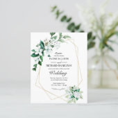 幾何学的手頃緑の結婚式招待状 (スタンド正面)