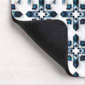 幾何学的抽象デザイン（青と白） マウスパッド (コーナー)