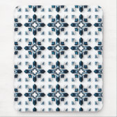 幾何学的抽象デザイン（青と白） マウスパッド (正面)