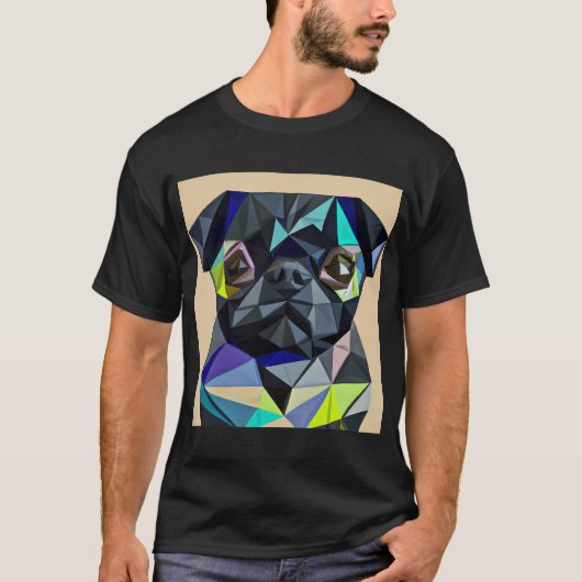 幾何学的抽象パグ Tシャツ (正面)