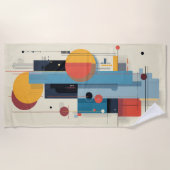 幾何学的抽象モダンアート作品 ビーチタオル (正面)